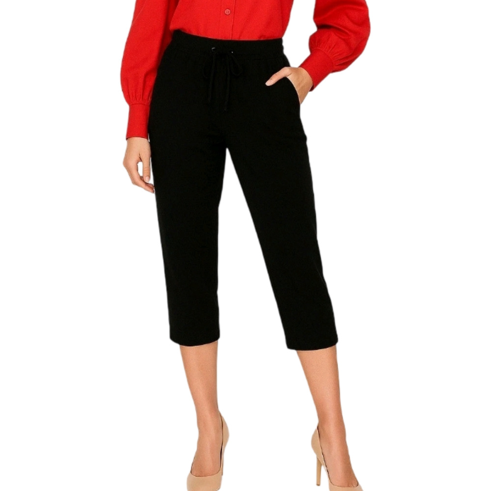 Walter Baker | Linen Blend Sophia Drawstring Elastic Waist Crop Pants Pockets
